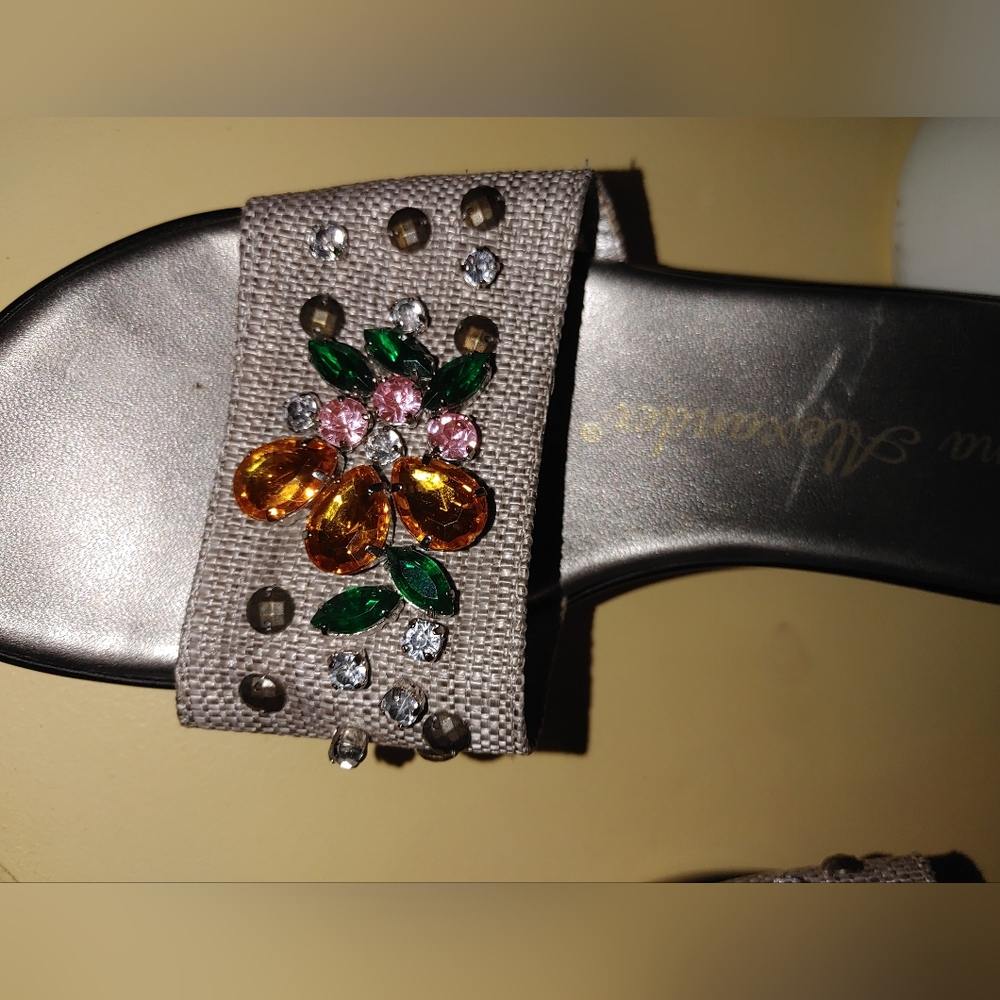 $5 Or 2 For $8 Athena Alexander Black Jewelled Embellish Sandals